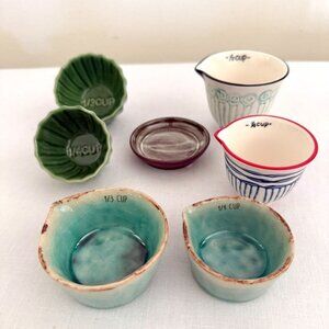 Handpainted Ceramic Measuring Cups Set Mix and Match Styles Set Rustic Cottage